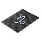Silver Chrome zoals Capricorn Symbol Carbon Fibre Notitieboek (Linkerzijde)