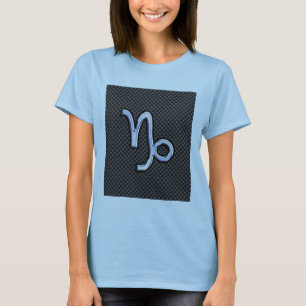 Silver Chrome zoals Capricorn Symbol Carbon Fibre T-shirt