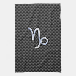 Silver Chrome zoals Capricorn Symbol Carbon Fibre Theedoek