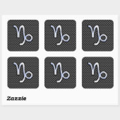 Silver Chrome zoals Capricorn Symbol Carbon Fibre Vierkante Sticker (Vel)