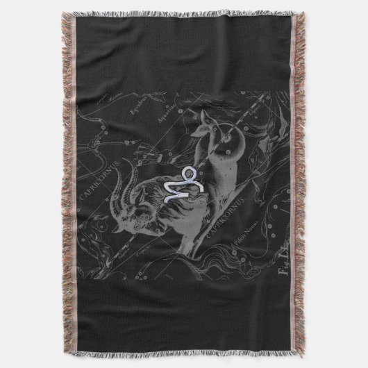 Silver Chrome zoals Capricorn Zodiac Sign Hevelius Deken (Voorkant Verticaal)