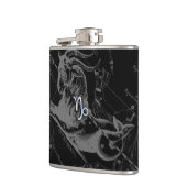 Silver Chrome zoals Capricorn Zodiac Sign Hevelius Heupfles (Links)