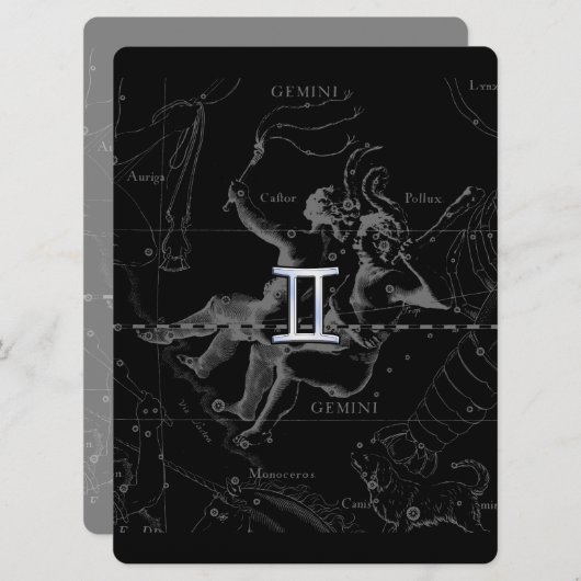 Silver Chrome zoals Gemini Zodiac Sign on Hevelius (Voorkant / Achterkant)