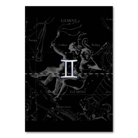 Silver Chrome zoals Gemini Zodiac Sign on Hevelius Kaart (Voorkant)