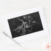 Silver Chrome zoals Gemini Zodiac Sign on Hevelius Rechthoekige Sticker (Envelop)