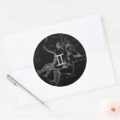 Silver Chrome zoals Gemini Zodiac Sign on Hevelius Ronde Sticker (Envelop)