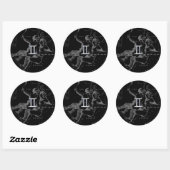 Silver Chrome zoals Gemini Zodiac Sign on Hevelius Ronde Sticker (Vel)