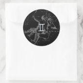 Silver Chrome zoals Gemini Zodiac Sign on Hevelius Ronde Sticker (Tas)