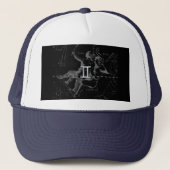 Silver Chrome zoals Gemini Zodiac Sign on Hevelius Trucker Pet (Voorkant)