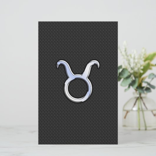 Silver Chrome zoals Taurus Zodiac Sign Briefpapier (Staand voorkant)