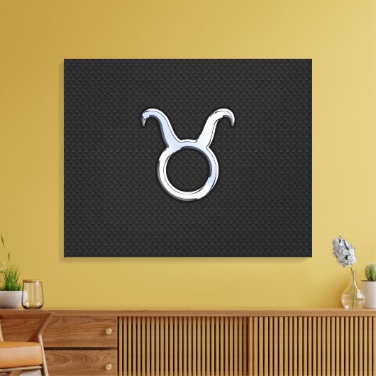 Silver Chrome zoals Taurus Zodiac Sign Canvas Afdruk (Insitu (Woonkamer))