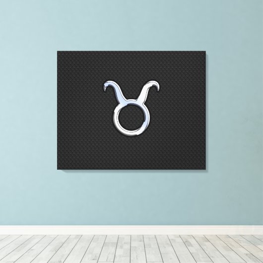 Silver Chrome zoals Taurus Zodiac Sign Canvas Afdruk (Insitu (Houten vloer))