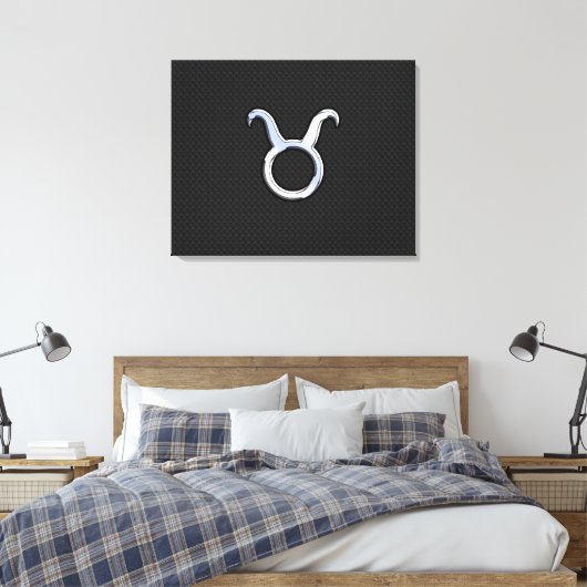 Silver Chrome zoals Taurus Zodiac Sign Canvas Afdruk (Insitu (Slaapkamer))