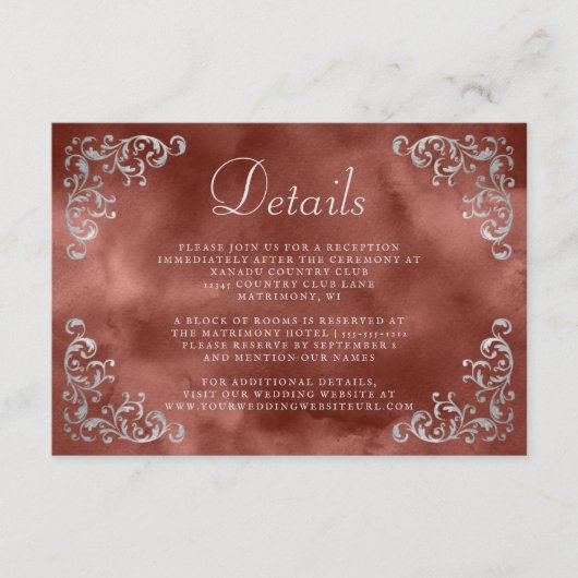  Silver Cinnamon Rust Waterverf Details Informatiekaartje (Voorkant)