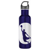 Silver Circle Silhouette Basketball Persoonlijk Waterfles (Voorkant)