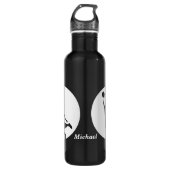 Silver Circle Silhouette Basketball Persoonlijk Waterfles (Voorkant)