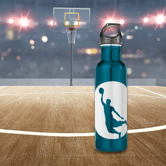 Silver Circle Silhouette Basketball Persoonlijk Waterfles