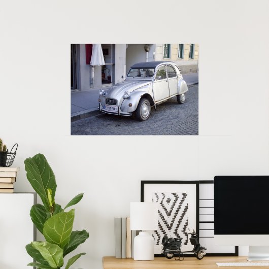 Silver Citroën 2CV Poster (Thuiskantoor)