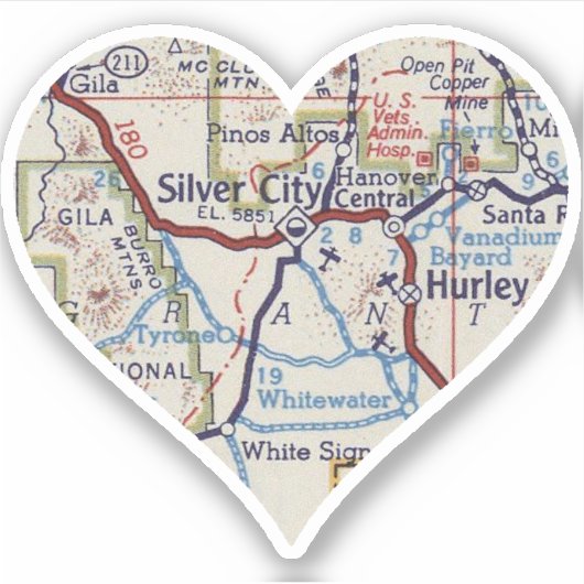 Silver City New Mexico Hart Sticker (Voorkant)