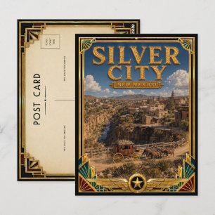 Silver City New Mexico Vintage Art Deco Gouden Tij Briefkaart