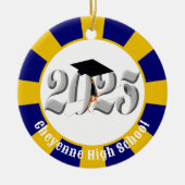 Silver Class of 2025 (Naam toevoegen) Afstuderen Keramisch Ornament (Voorkant)