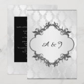 Silver Classic elegant Wedding-uitnodiging Kaart (Voorkant / Achterkant)