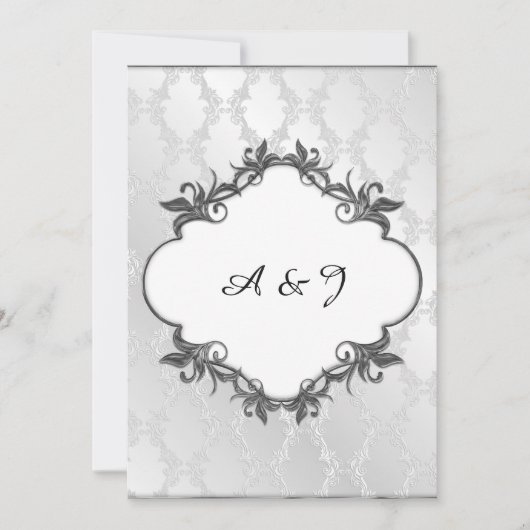Silver Classic Wedding-uitnodiging Kaart (Voorkant)