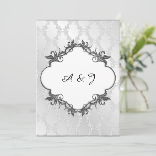 Silver Classic Wedding-uitnodiging Kaart (Staand voorkant)
