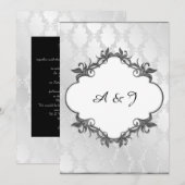 Silver Classic Wedding-uitnodiging Kaart (Voorkant / Achterkant)