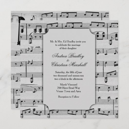 Silver Classical Music Theme Weddenschap Kaart (Voorkant / Achterkant)