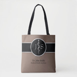 Silver Classy Noble Rod van Asclepius Medical Tote Bag