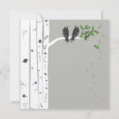 Silver Cloud Birch  Birds Wedding Invite Kaart (Achterkant)