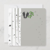 Silver Cloud Birch  Birds Wedding Invite Kaart (Achterkant)