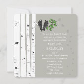 Silver Cloud Birch Birds Wedding Invite Kaart (Voorkant)