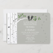 Silver Cloud Birch  Birds Wedding Invite Kaart (Voorkant)