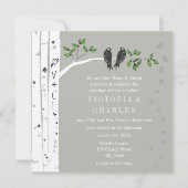 Silver Cloud Birch  Birds Wedding Invite Kaart (Voorkant)