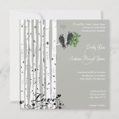 Silver Cloud Birch  Birds Wedding Invite Kaart (Voorkant)