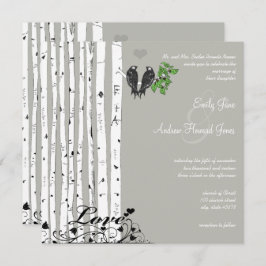 Silver Cloud Birch  Birds Wedding Kaart