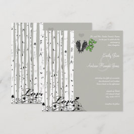 Silver Cloud Birch Birds Wedding Kaart