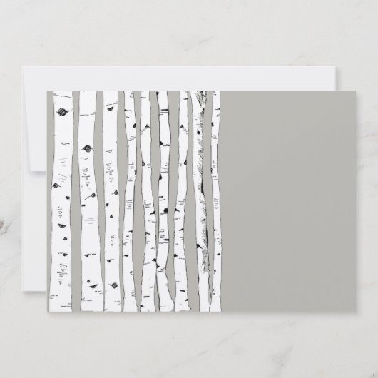 Silver Cloud Birch Tree Wedding Invitations Kaart (Achterkant)