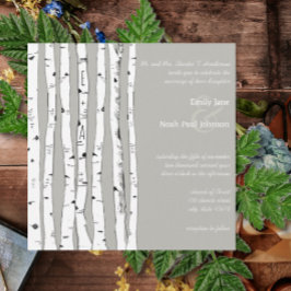 Silver Cloud Birch Tree Wedding Invitations Kaart