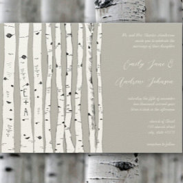 Silver Cloud Birch Tree Wedding Invitations Kaart