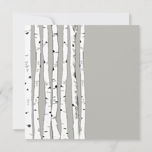 Silver Cloud Birch Tree Wedding Invitations Kaart (Achterkant)
