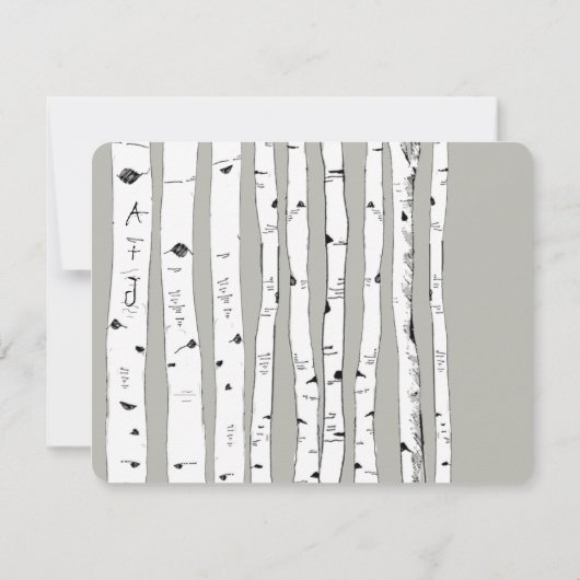 Silver Cloud Birch Tree Wedding Response Card RSVP Kaartje (Achterkant)