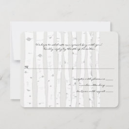 Silver Cloud Birch Tree Wedding Response Card RSVP Kaartje