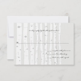 Silver Cloud Birch Tree Wedding Response Card RSVP Kaartje