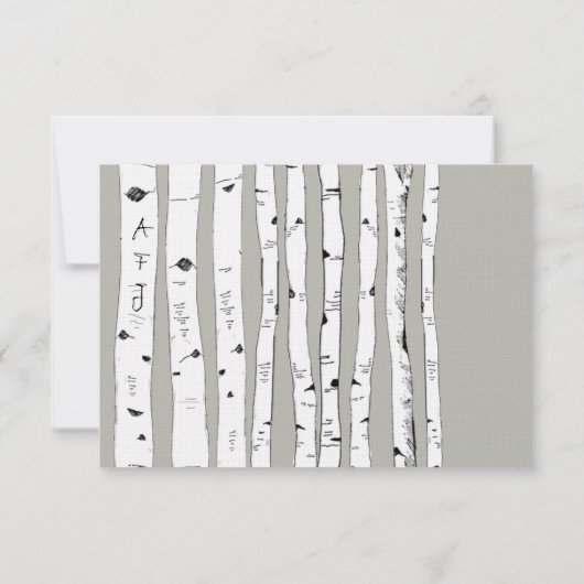 Silver Cloud Birch Tree Wedding Response Card RSVP Kaartje (Achterkant)
