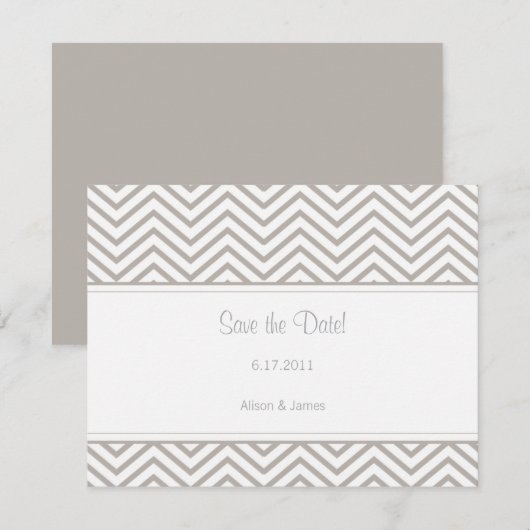Silver Cloud Chevron Save the Date Annouting (Voorkant / Achterkant)
