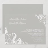 Silver Cloud Floral Accent Wedding Invitation Kaart (Voorkant / Achterkant)