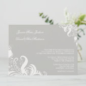Silver Cloud Floral Accent Wedding Invitation Kaart (Staand voorkant)